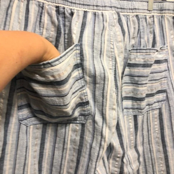 Lane Bryant Linen Blend Beach Pants Size 26 Colors White Blues Metallic Stripes - Picture 8 of 13
